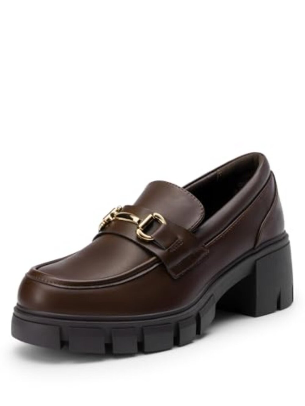 Platform Loafers Dress Shoes Faux Leather Lug Sole Slip-On